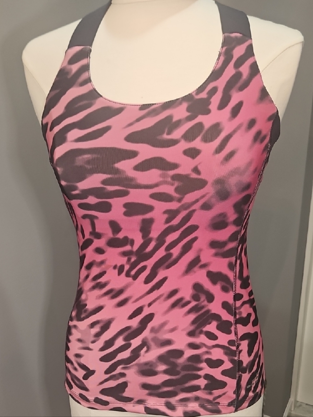 bcg Pink and Black Animal Print Racerback Tank Top